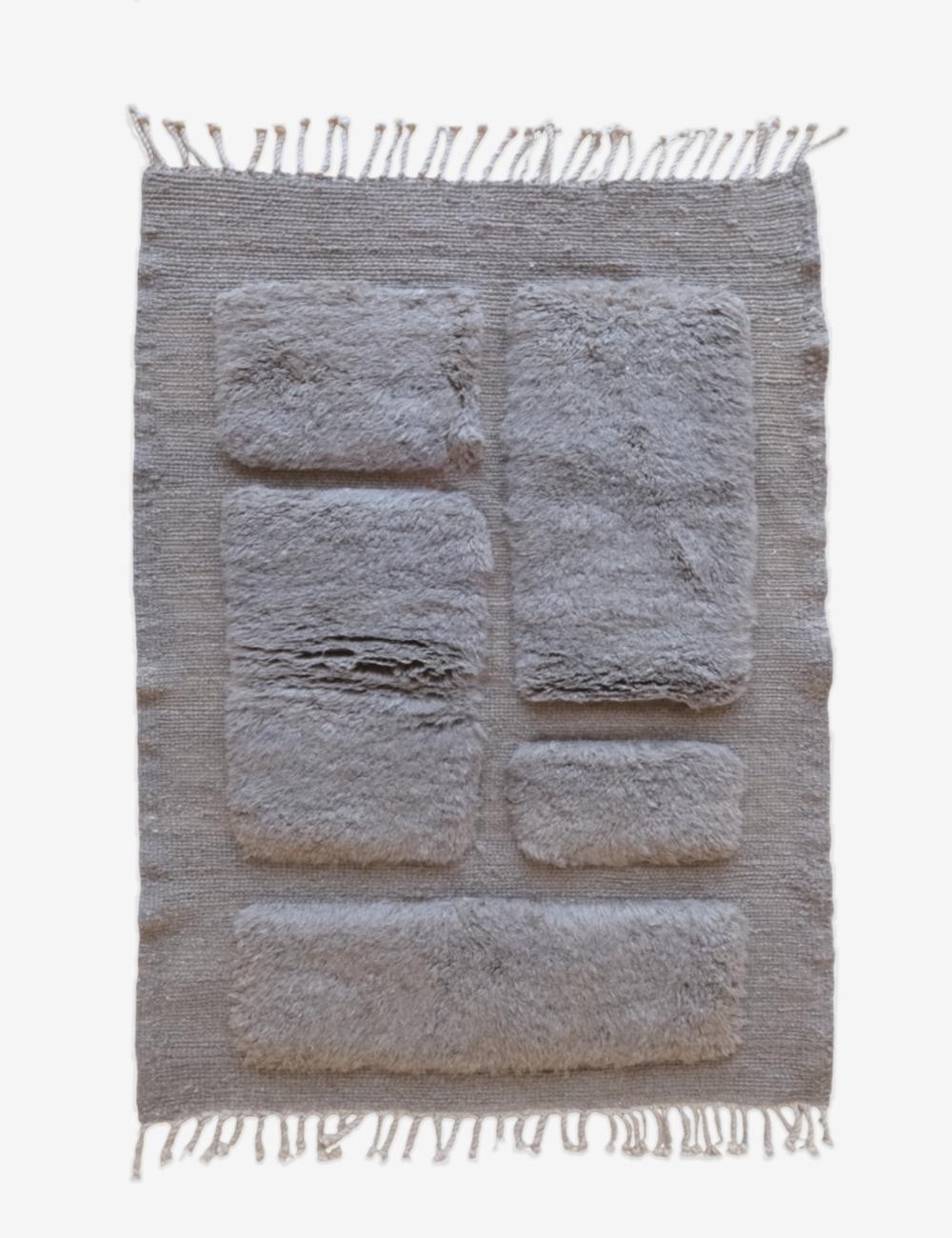 Beni Mrirt Moroccan Taupe Wool Rug – 4.9 x 3.4 ft (148 x 106 cm) Handmade

