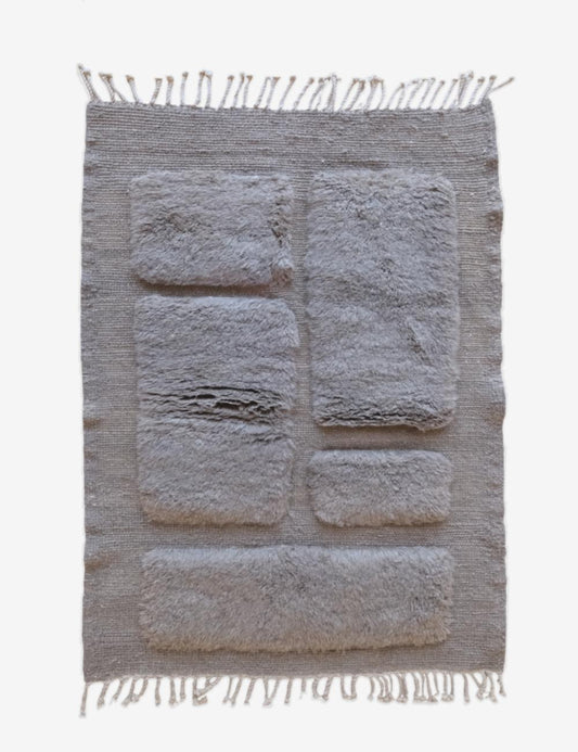 Beni Mrirt Moroccan Taupe Wool Rug – 4.9 x 3.4 ft (148 x 106 cm) Handmade

