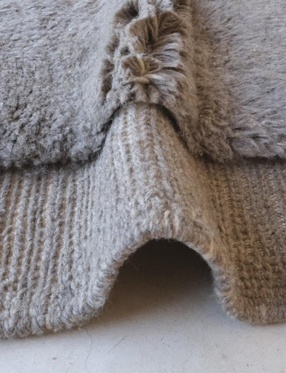 Beni Mrirt Moroccan Taupe Wool Rug 4.9 x 3.4 ft / 148 x 106 cm - Surcoma