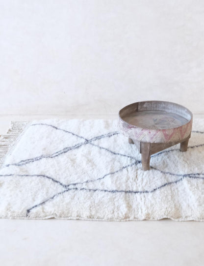 Beni Mrirt Moroccan White Luxury Shag Wool Rug – 5.1 x 3.5 ft (154 x 108 cm) - Surcoma
