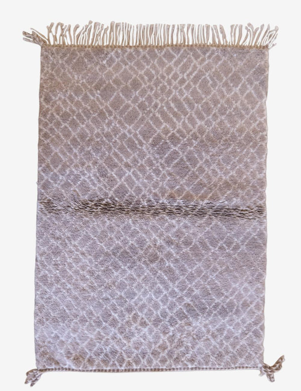 Moroccan Mrirt Rug Diamond Lattice • Taupe & White Wool | Surcoma