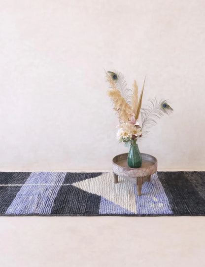Black and Gray Berber Carpet 9.5 x 2.9 ft / 290 x 89 cm - Surcoma