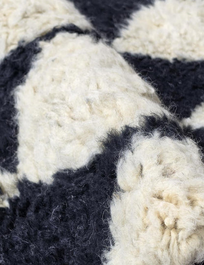 Black Checkered Wool Rug 9.8 x 8.5 ft / 300 x 260 cm