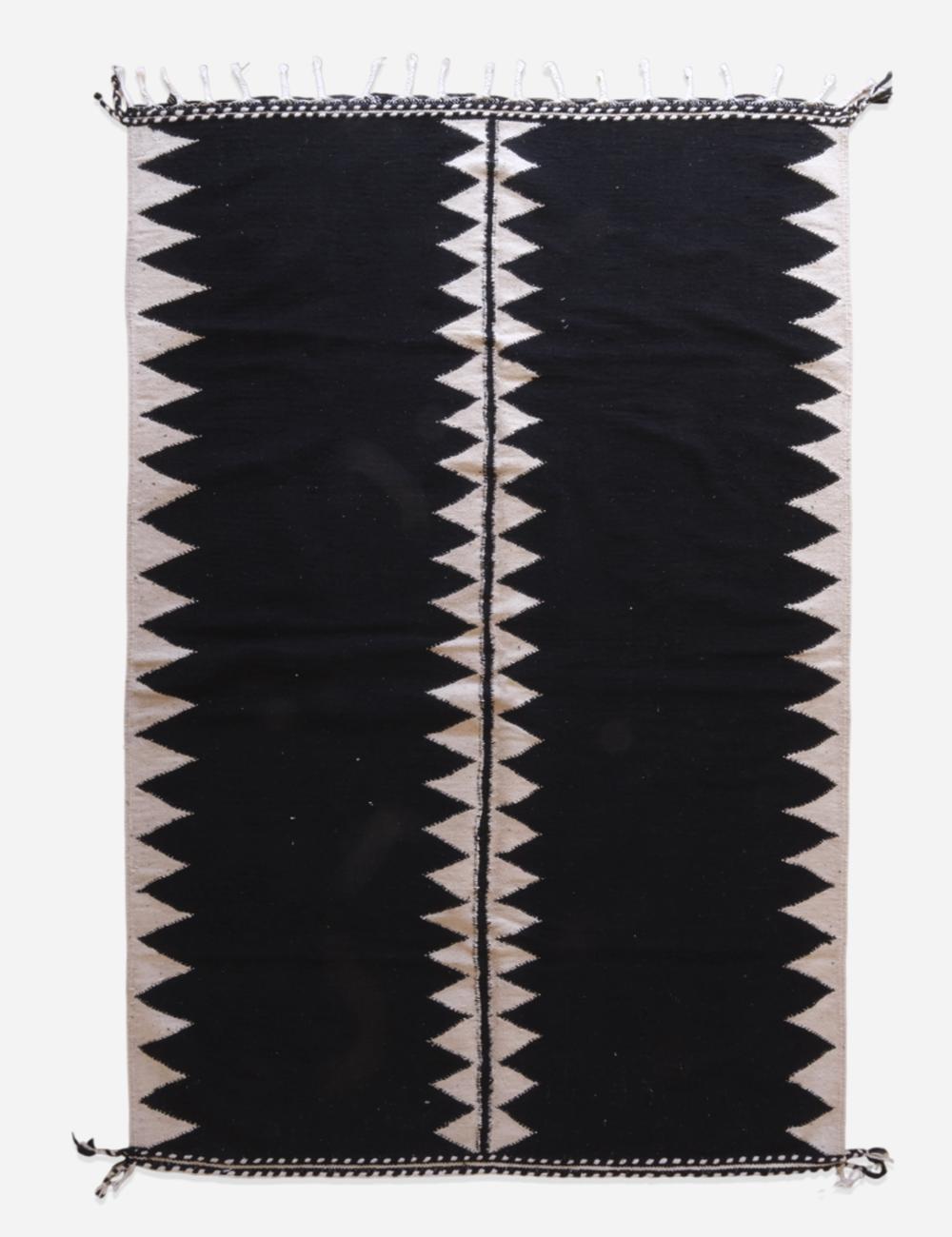 Black Kilim Moroccan Rug 9.9 x 6.6 ft / 303 x 203 cm