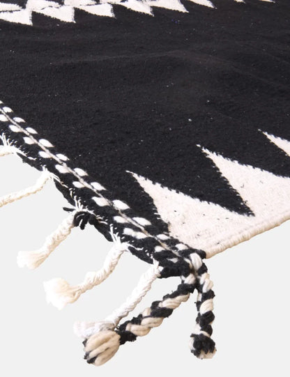 Black Kilim Moroccan Rug 9.9 x 6.6 ft / 303 x 203 cm - Surcoma