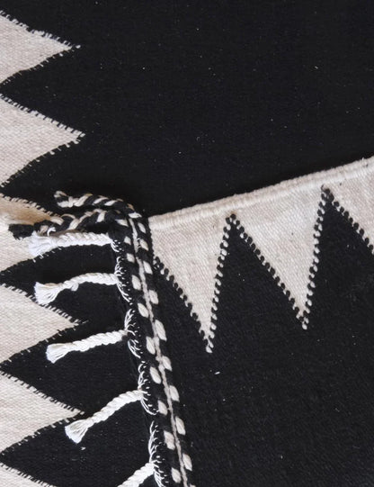 Black Kilim Moroccan Rug 9.9 x 6.6 ft / 303 x 203 cm - Surcoma