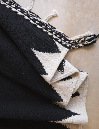 Black Kilim Moroccan Rug 9.9 x 6.6 ft / 303 x 203 cm - Surcoma