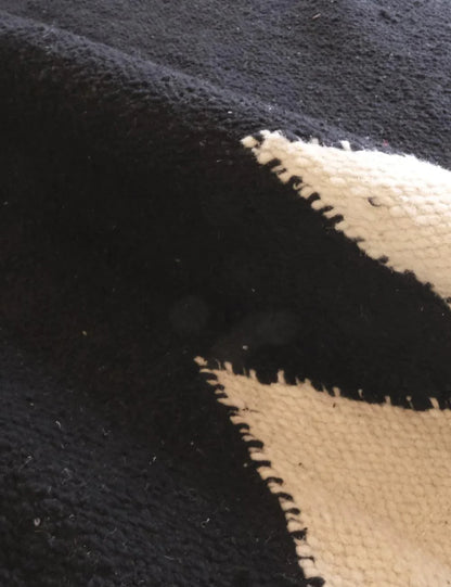 Black Kilim Moroccan Rug 9.9 x 6.6 ft / 303 x 203 cm - Surcoma