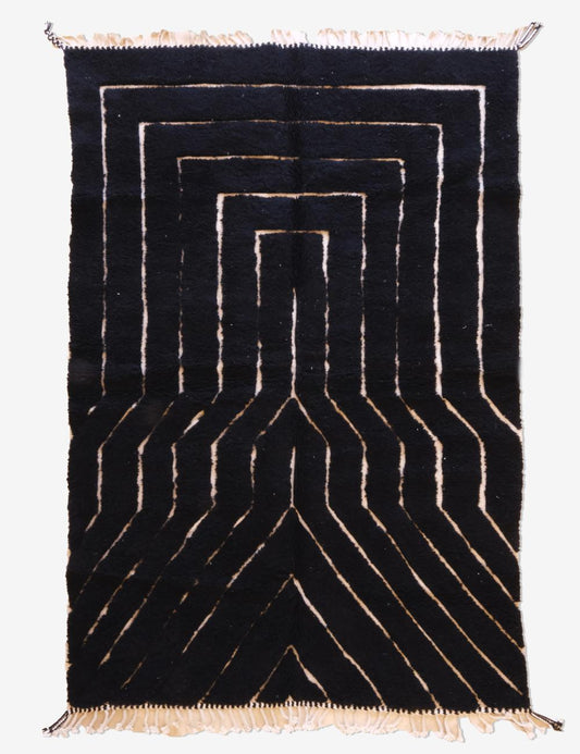 Black Moroccan Handknotted Wool Rug 9.9 x 6.6 ft / 301 x 203 cm