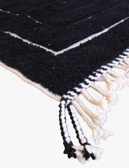 Black Moroccan Handknotted Wool Rug 9.9 x 6.6 ft / 301 x 203 cm - Surcoma
