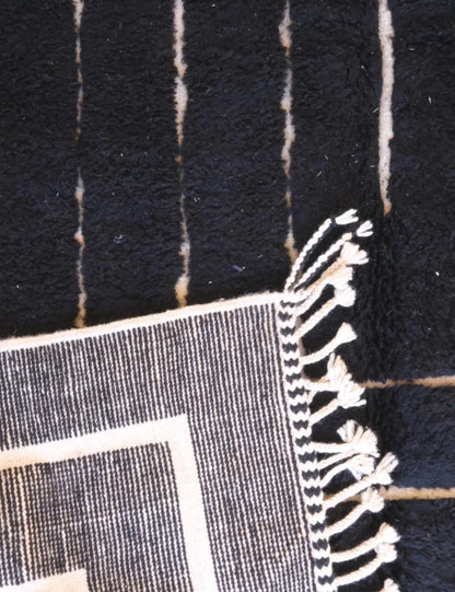 Black Moroccan Handknotted Wool Rug 9.9 x 6.6 ft / 301 x 203 cm - Surcoma