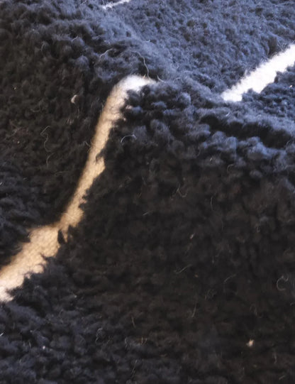 Black Moroccan Handknotted Wool Rug 9.9 x 6.6 ft / 301 x 203 cm - Surcoma