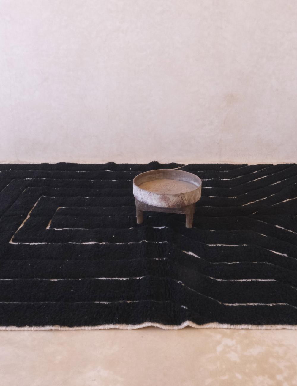 Black Moroccan Handknotted Wool Rug 9.9 x 6.6 ft / 301 x 203 cm