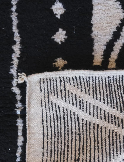 Black Tribal Moroccan Wool Rug 9 x 6.7 ft / 273 x 206 cm - Surcoma