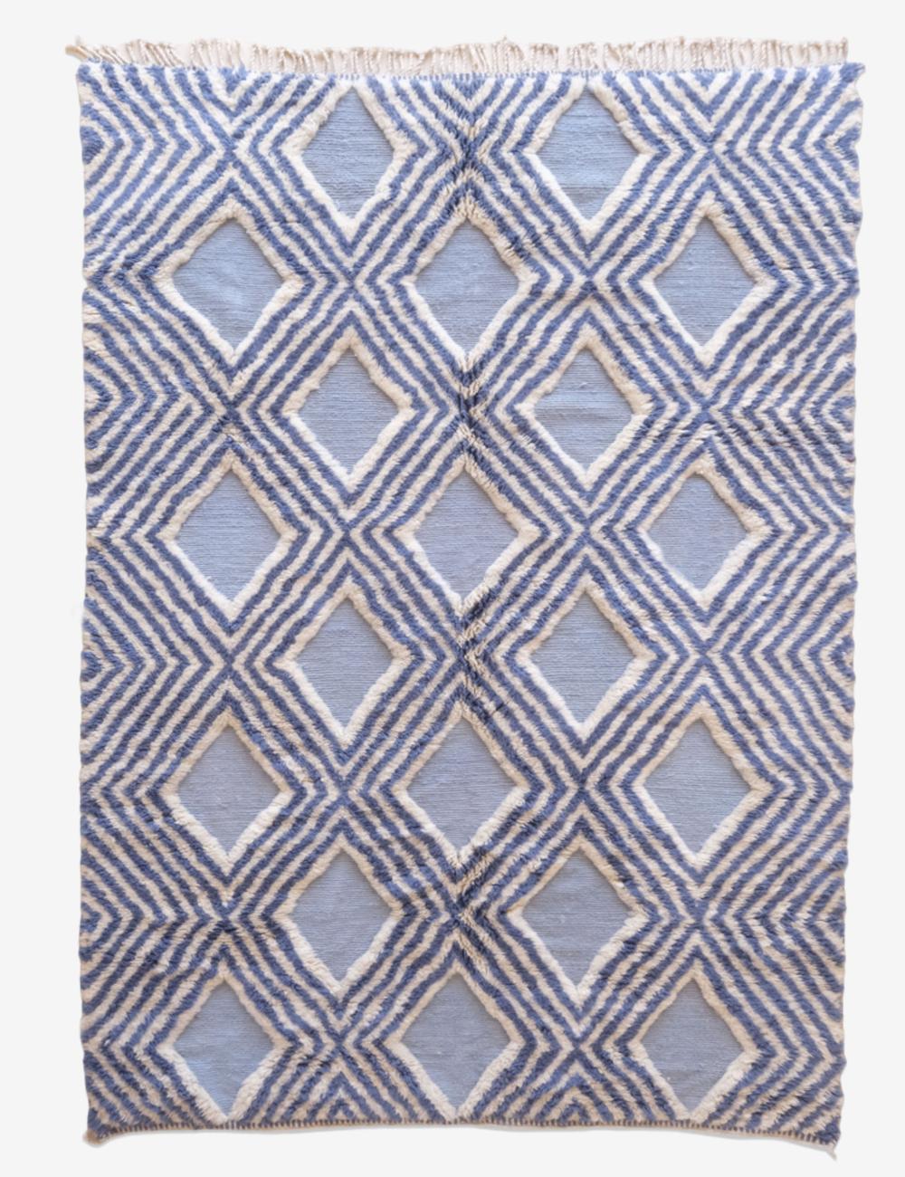 Blue Beni Mrirt Moroccan Custom Rug - Forma 86