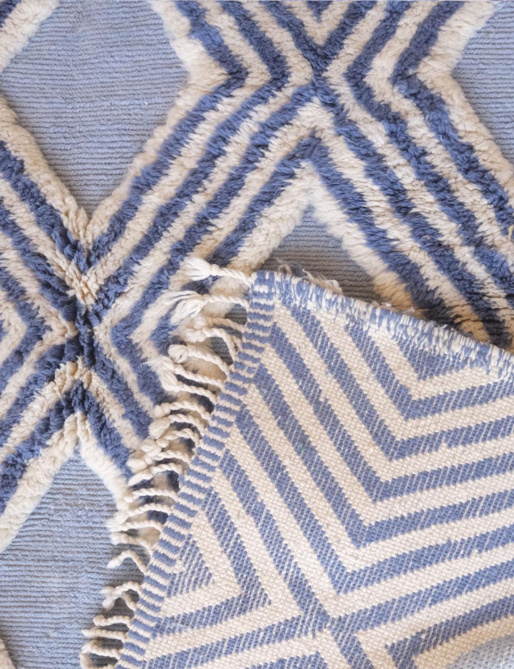 Blue Beni Mrirt Moroccan Custom Rug - Forma 86