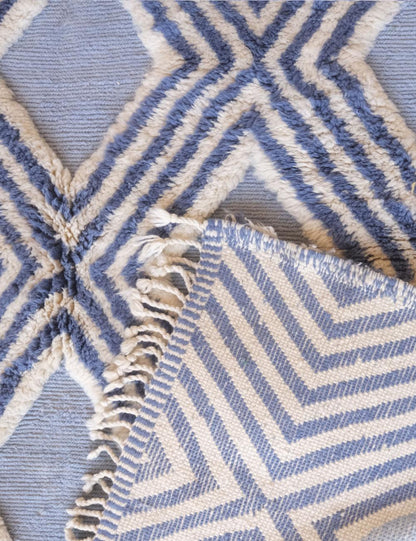 Blue Beni Mrirt Moroccan Custom Rug - Forma 86