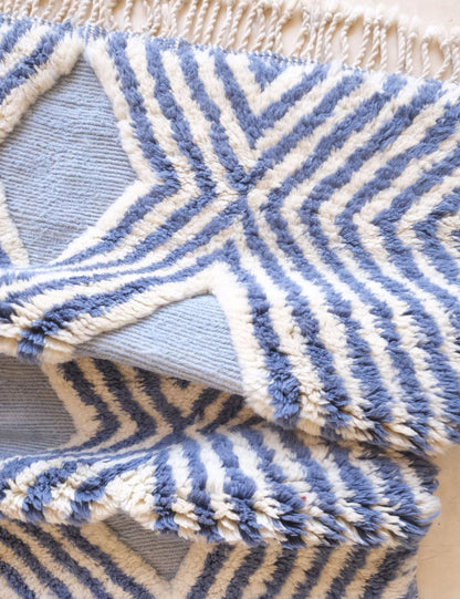 Blue Beni Mrirt Moroccan Custom Rug - Forma 86