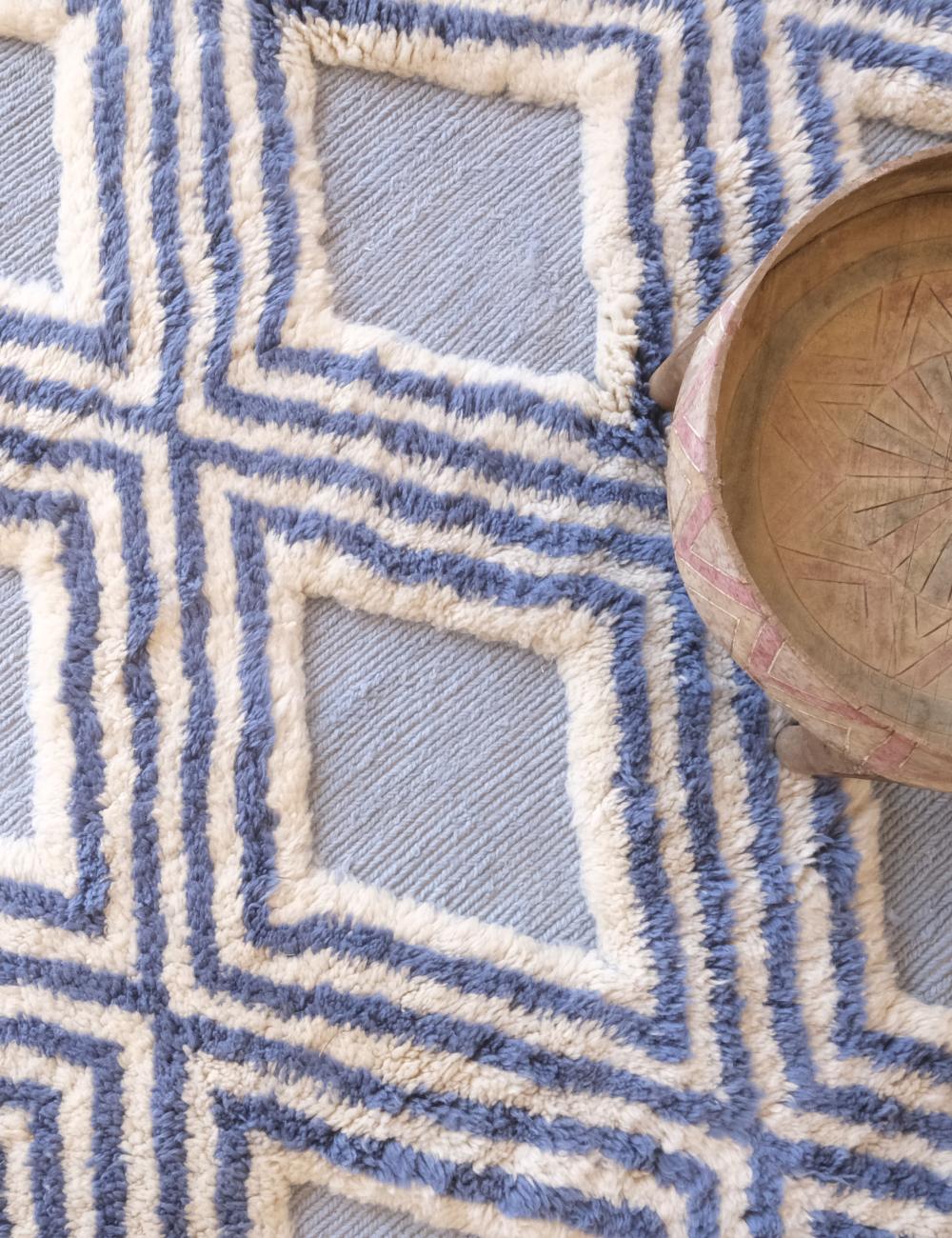 Blue Beni Mrirt Moroccan Custom Rug - Forma 86
