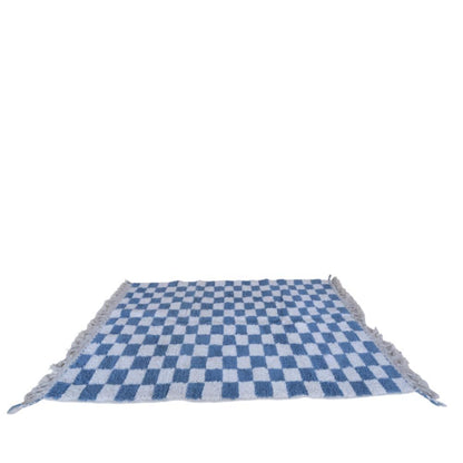 Blue Checkered Beni Ourain Rug 7.9 x 5.1 ft / 240 x 156 cm - Surcoma