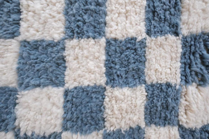 Blue Checkered Beni Ourain Rug 7.9 x 5.1 ft / 240 x 156 cm - Surcoma