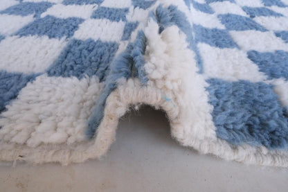 Blue Checkered Beni Ourain Rug 7.9 x 5.1 ft / 240 x 156 cm - Surcoma