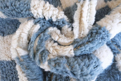 Blue Checkered Beni Ourain Rug 7.9 x 5.1 ft / 240 x 156 cm - Surcoma