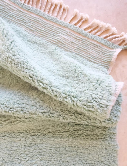 Custom Sage Green Textured Moroccan Rug - Forma 80