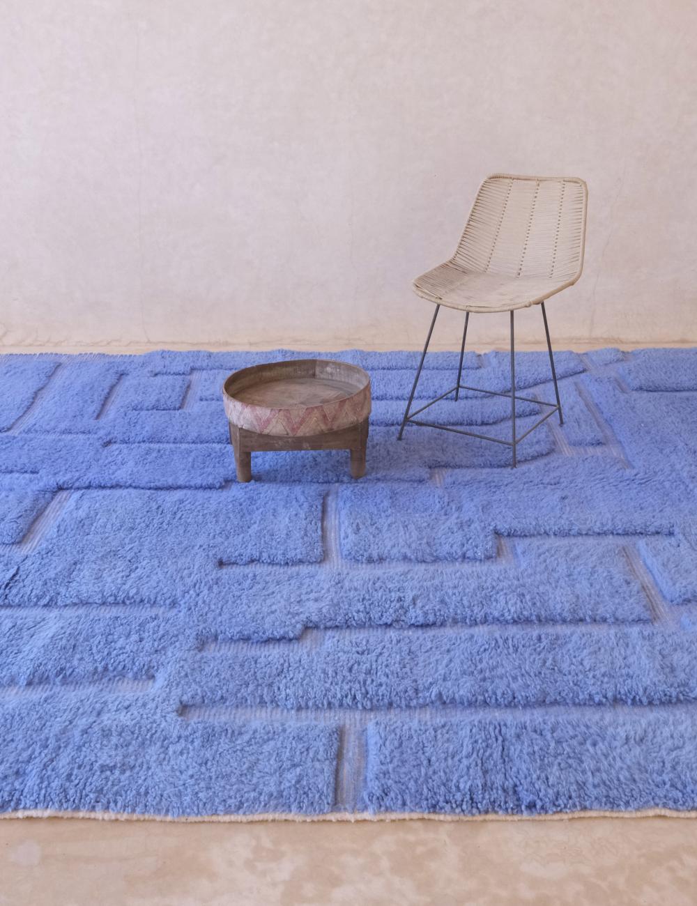 Blue Contemporary Moroccan Rug 11.5 x 7.9 ft / 350 x 243 cm