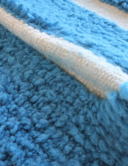 Blue Contemporary Moroccan Wool Rug 8.9 x 7.1 ft / 271 x 218 cm - Surcoma