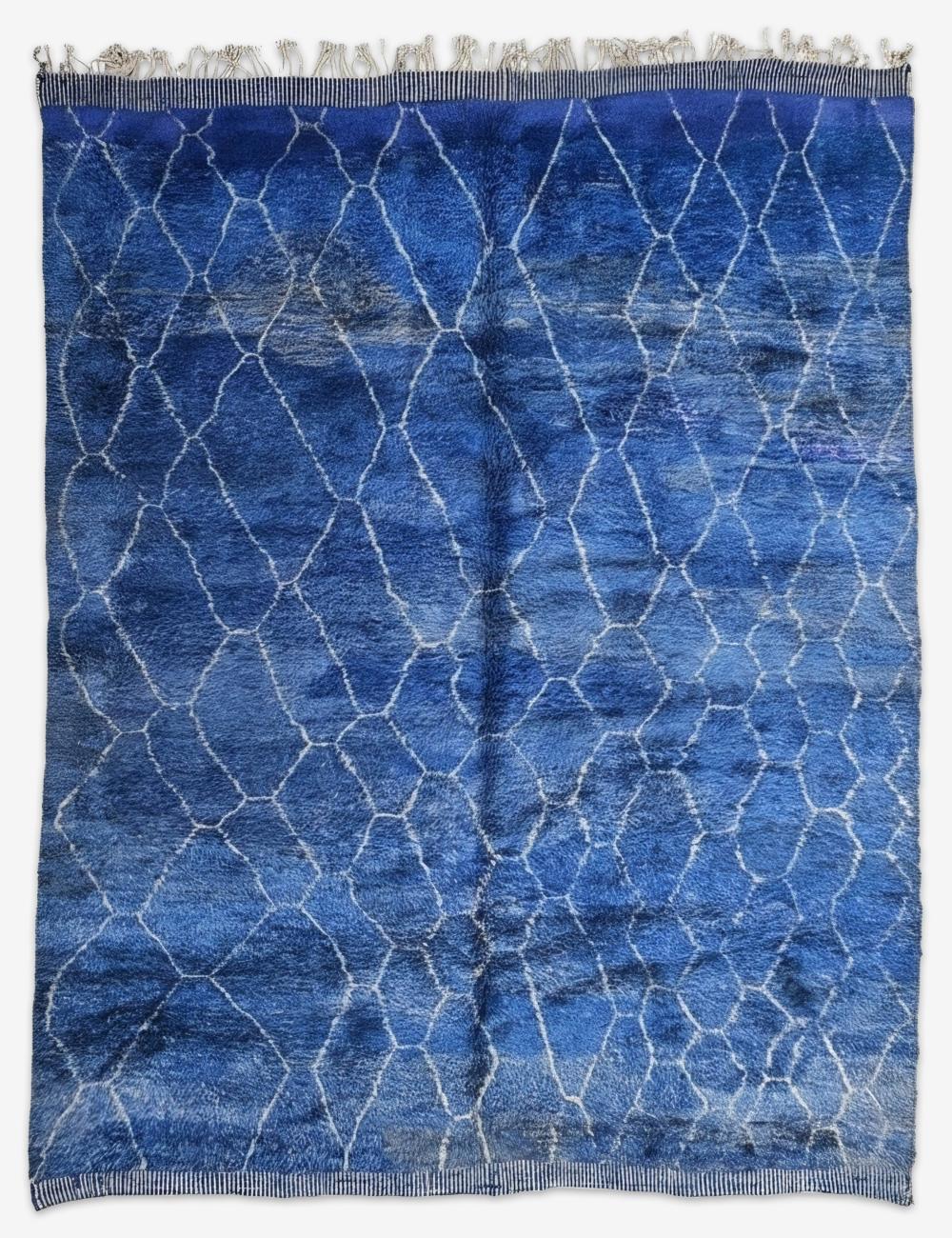 Blue Moroccan Beni MRirt Rug 13.5 x 10.1 ft / 410 x 310 cm