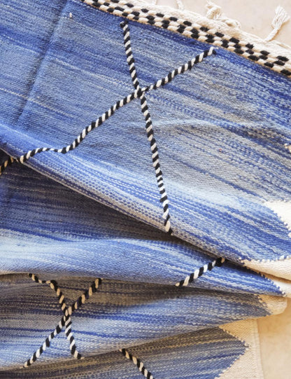 Contemporary Moroccan Flatweave Rug 10.9 x 6.3 ft / 332 x 192 cm
