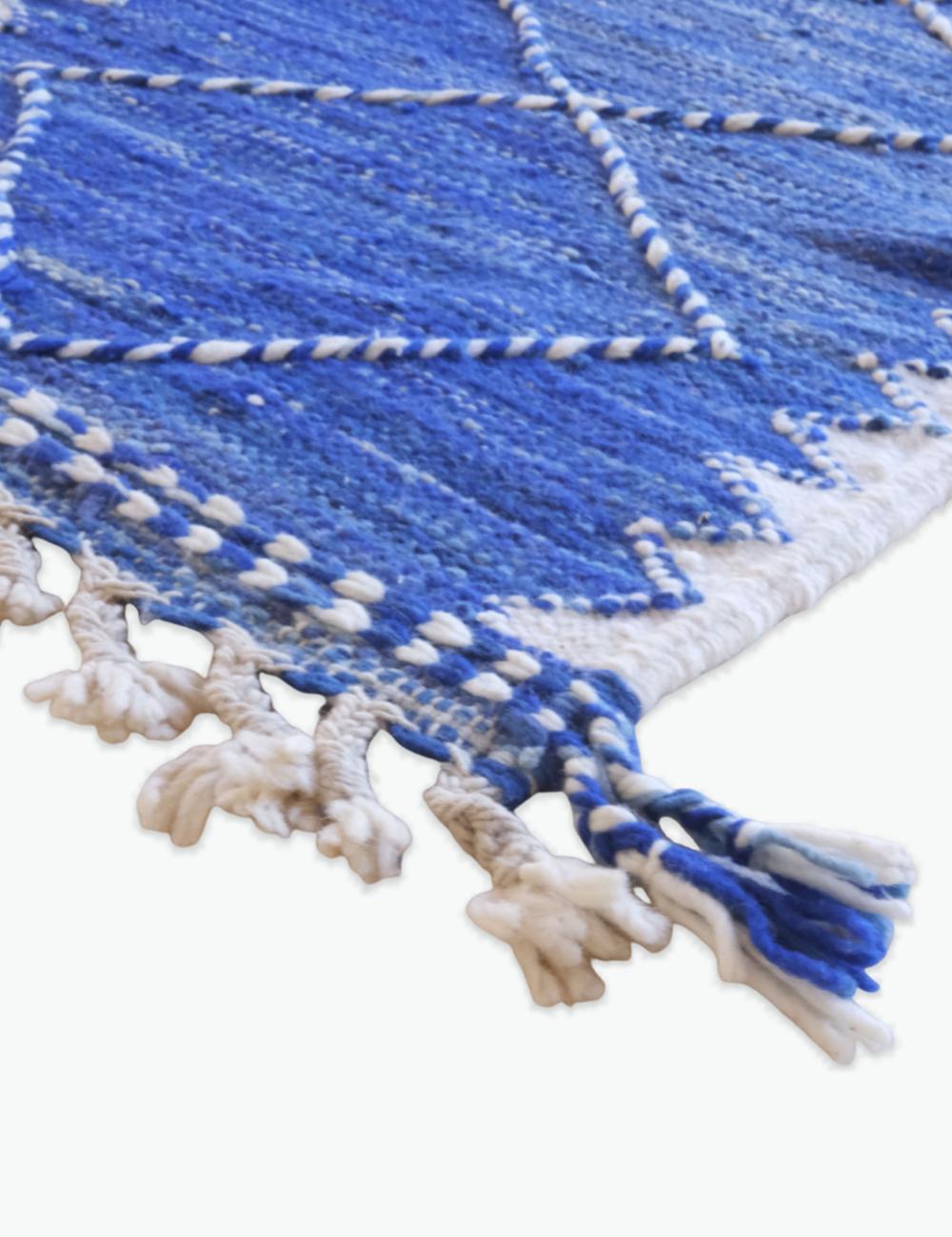 Blue Moroccan Runner Rug 8.3 x 2.1 ft / 254 x 65 cm