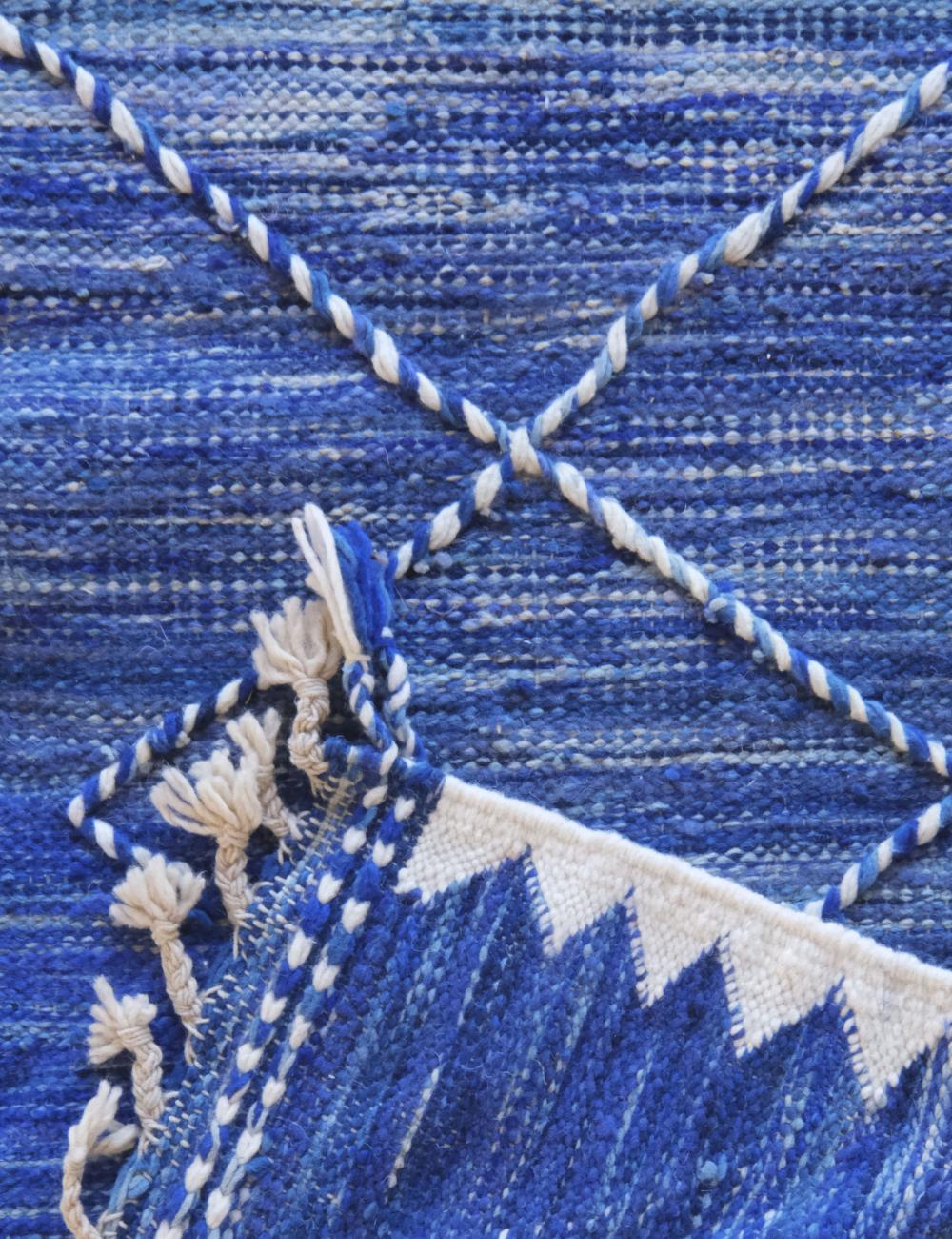 Blue Moroccan Runner Rug 8.3 x 2.1 ft / 254 x 65 cm