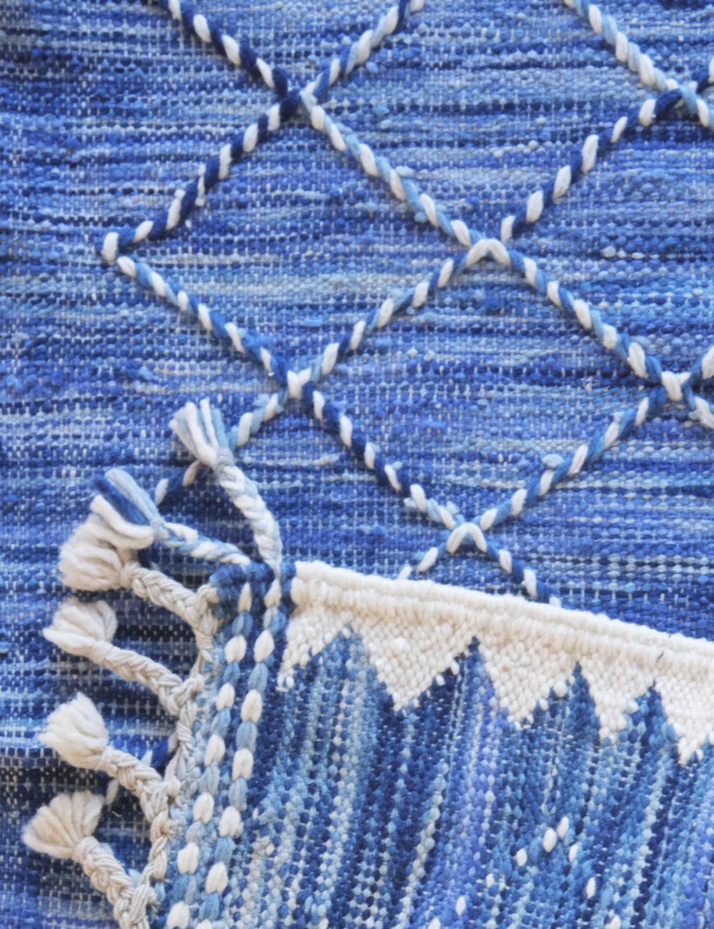 Indigo Flatweave Rug 7 x 2.3 ft / 213 x 71 cm