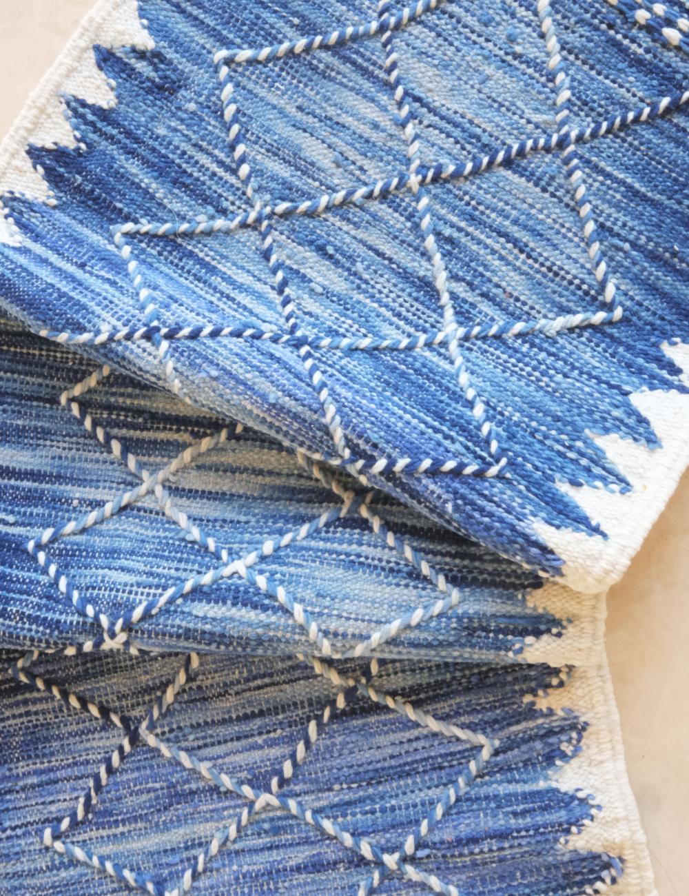 Indigo Flatweave Rug 7 x 2.3 ft / 213 x 71 cm