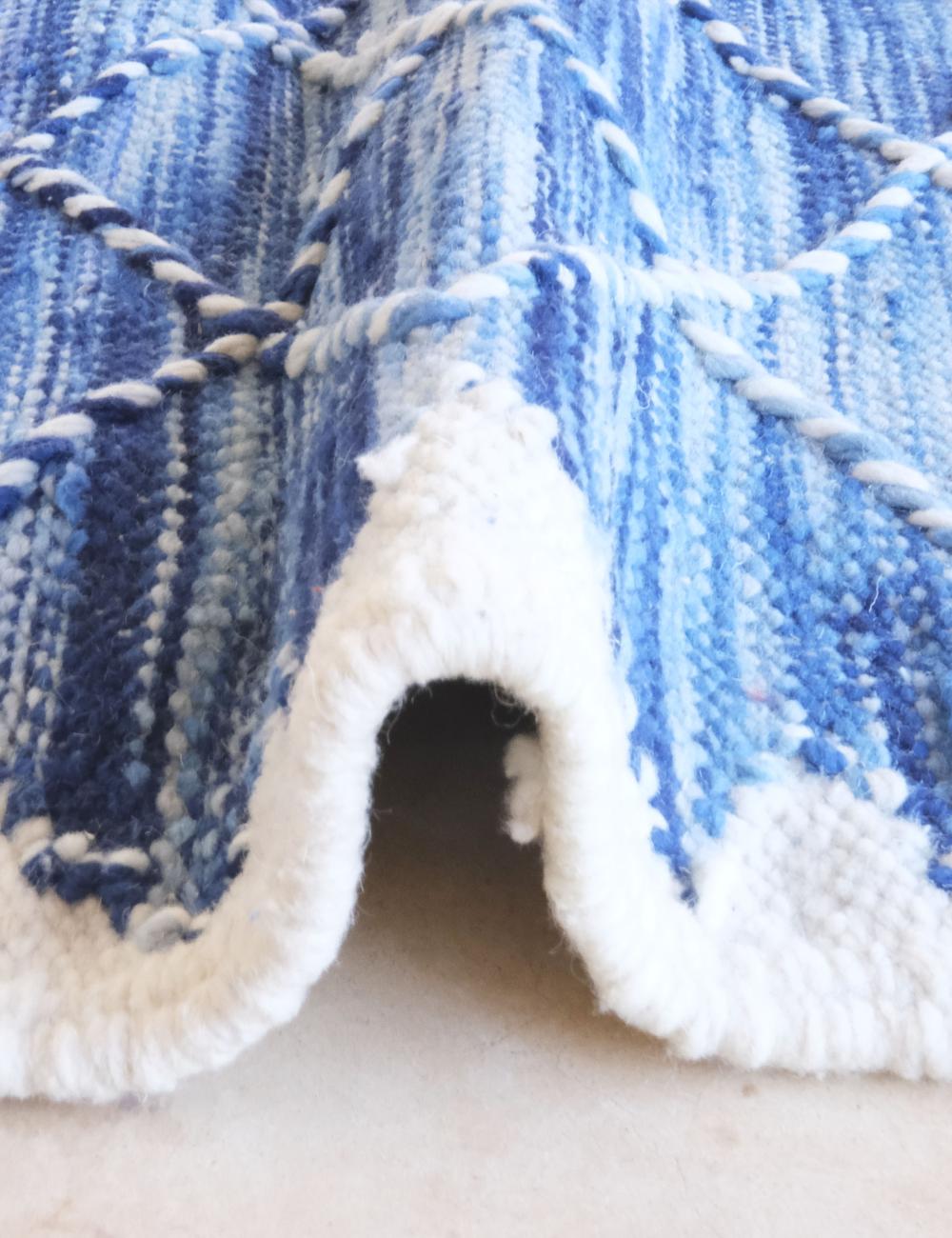 Indigo Flatweave Rug 7 x 2.3 ft / 213 x 71 cm