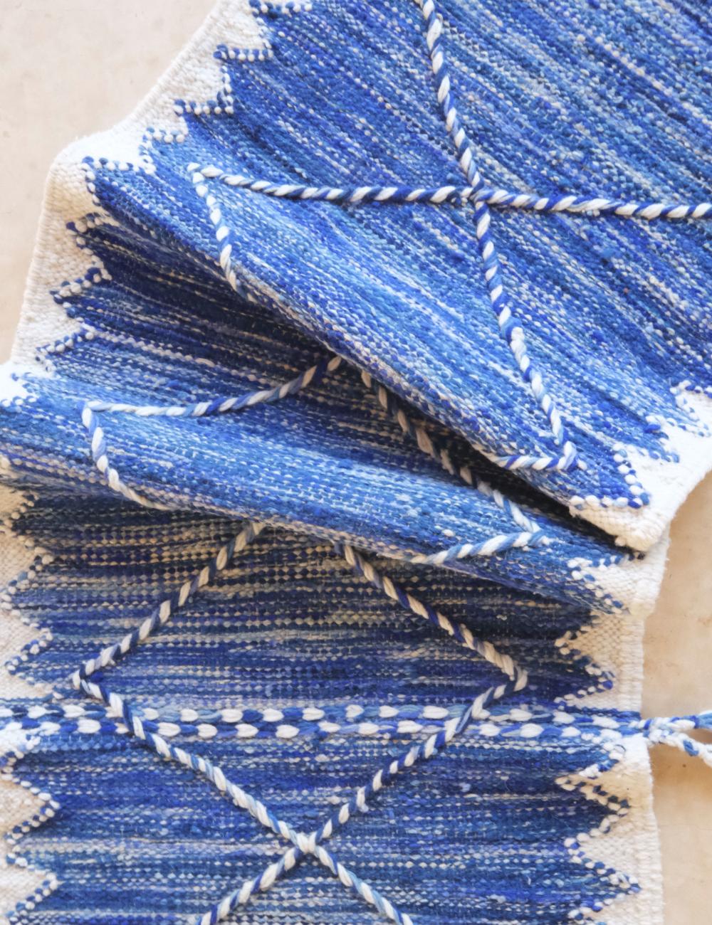 Blue Moroccan Runner Rug 8.3 x 2.1 ft / 254 x 65 cm