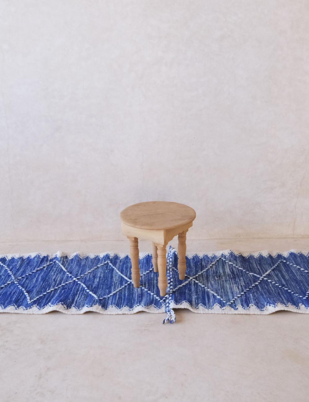 Blue Moroccan Runner Rug 8.3 x 2.1 ft / 254 x 65 cm