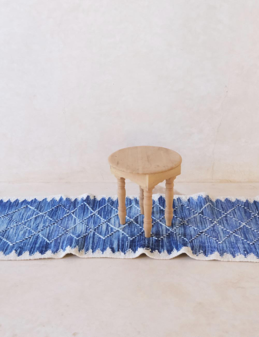 Indigo Flatweave Rug 7 x 2.3 ft / 213 x 71 cm