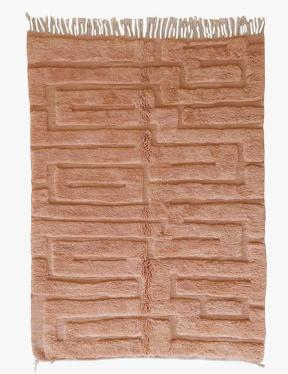 Blush Peach Handknotted Beni Mrirt Rug 9.3 x 6.7 ft / 283 x 206 cm - Surcoma