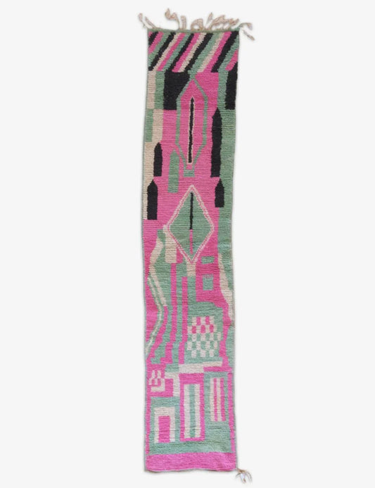 Moroccan Abstract Runner Rug 11.4 x 2.3 ft / 346 x 71 cm