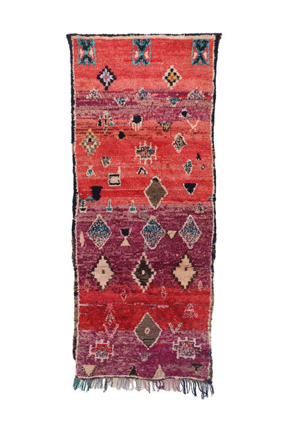 Moroccan Abstract Berber Runner Rug 8.9 x 3.6 ft / 270 x 112 cm - Surcoma