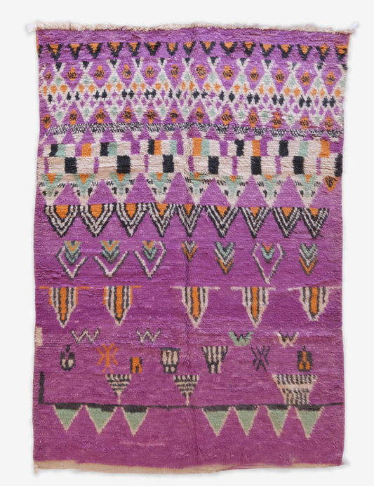Purple Handwoven Berber Wool Rug 9.9 x 6.5 ft / 303 x 200 cm