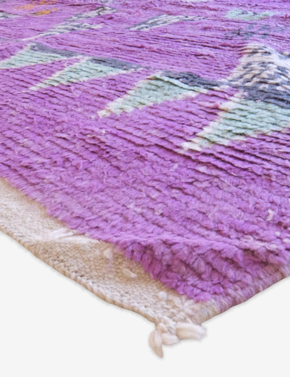 Purple Handwoven Berber Wool Rug 9.9 x 6.5 ft / 303 x 200 cm
