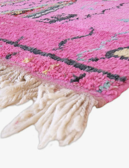 Boujad Moroccan Rug in Pink with Colorful Abstract Motifs 8.6 x 5.61 ft / 261 x 171 cm - Surcoma