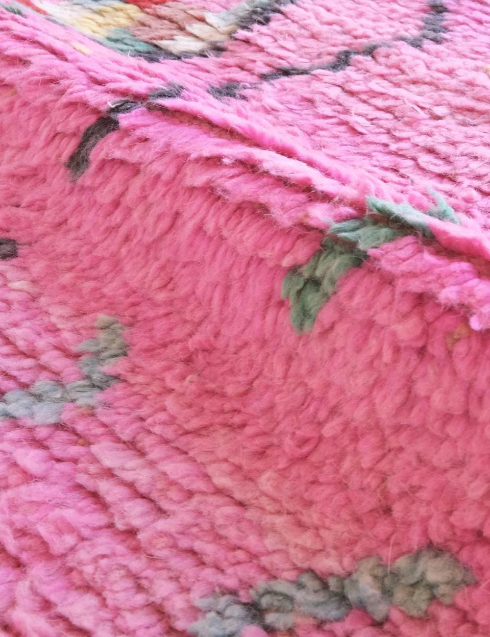 Boujad Moroccan Rug in Pink with Colorful Abstract Motifs 8.6 x 5.61 ft / 261 x 171 cm