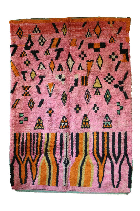 2020's Pink Moroccan Boujad Wool Rug - 9.6 x 6.6 ft / 293 x 203 cm