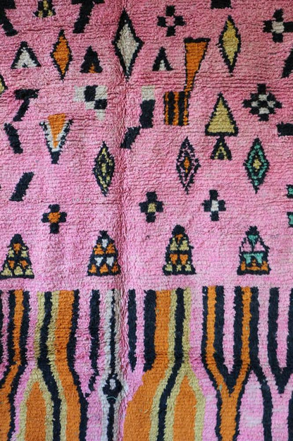Pink Moroccan Boujad Wool Rug 9.6 x 6.6 ft / 293 x 203 cm - Surcoma
