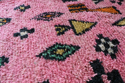 Pink Moroccan Boujad Wool Rug 9.6 x 6.6 ft / 293 x 203 cm - Surcoma